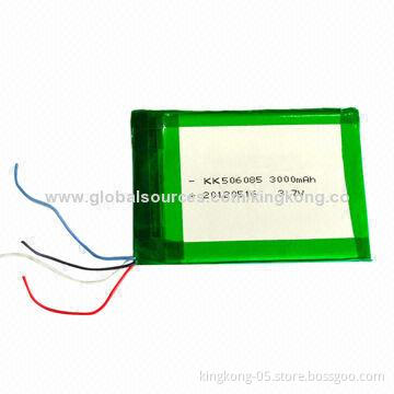 3.7V Li-polymer Rechargeable Battery, 3,000mAh Capacity, No Memory Effect